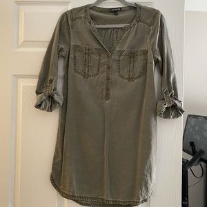 Express Military Style Olive Green Dress